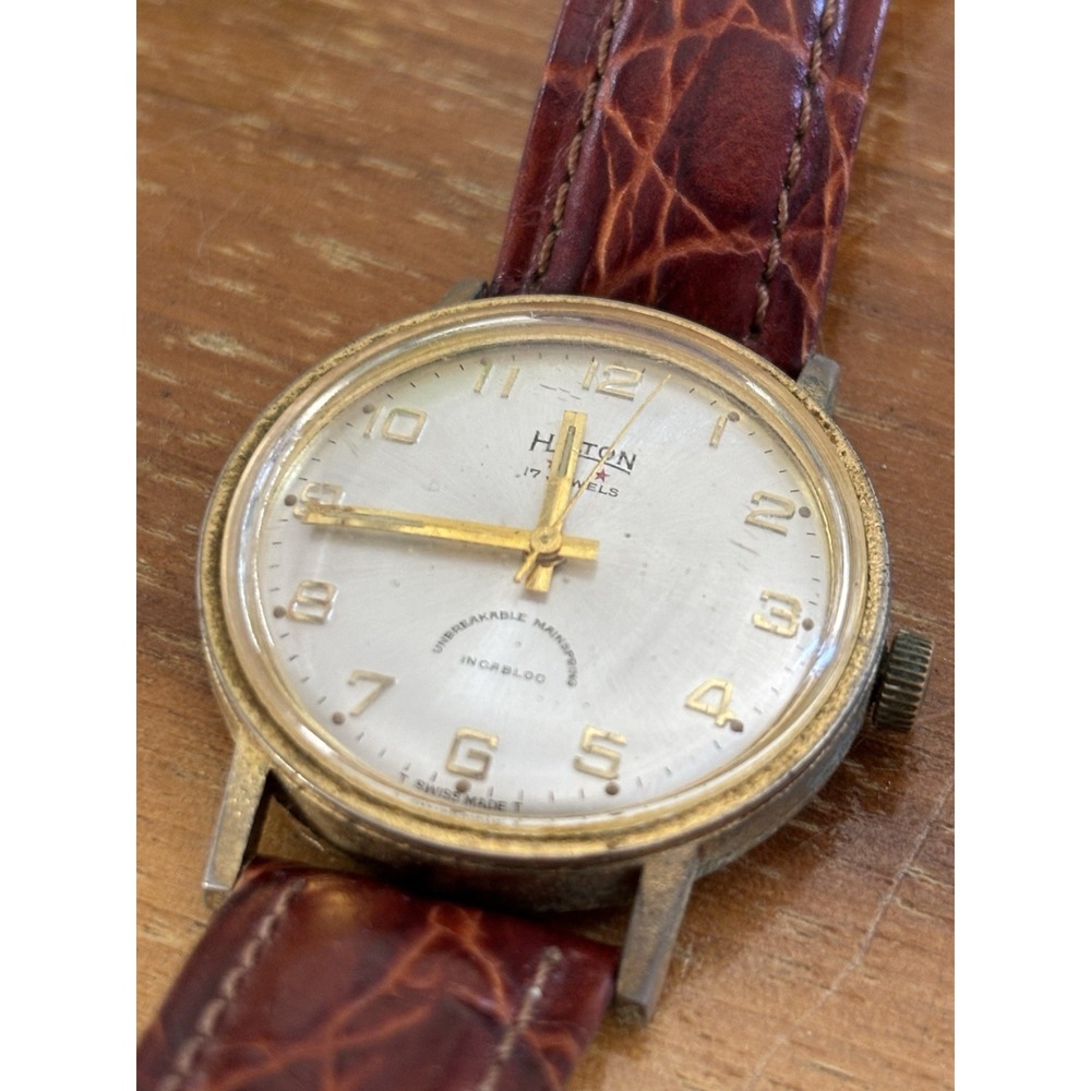 ⭐️Vintage Hilton 17 Jewels Watch Swiss Made⭐️Mechanical Incabloc Manual Wind⭐️
